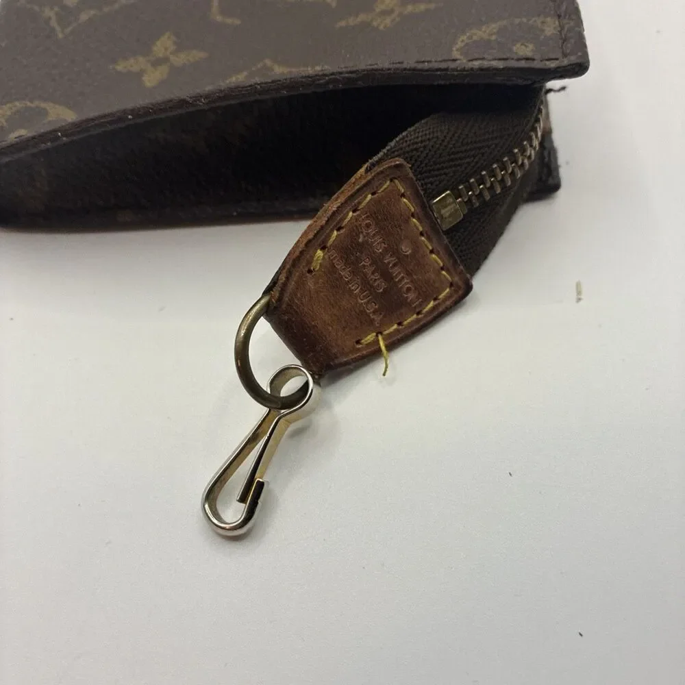 Louis Vuitton Monogram Pochette Cles Key Pouch Zip Wallet Brown 7x4